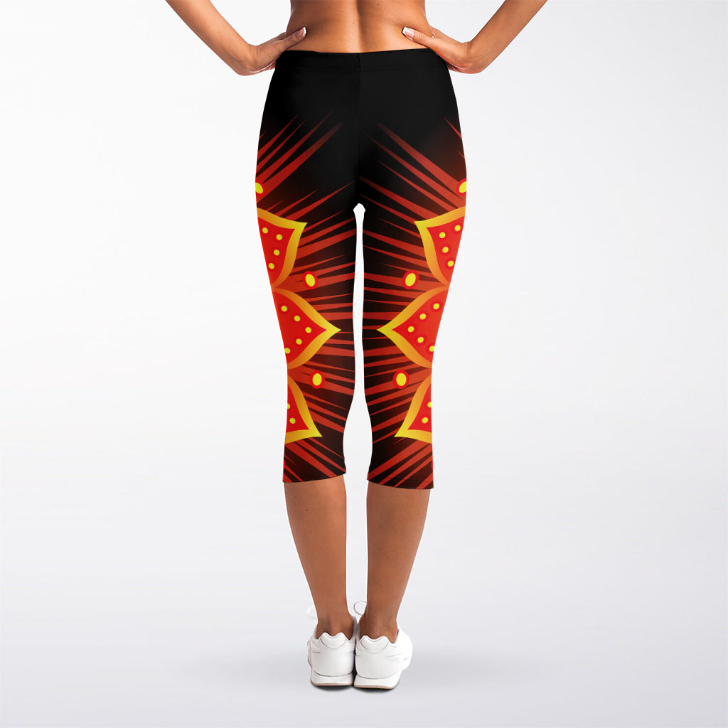 Swadhisthana Chakra Mandala Print Women's Capri Leggings