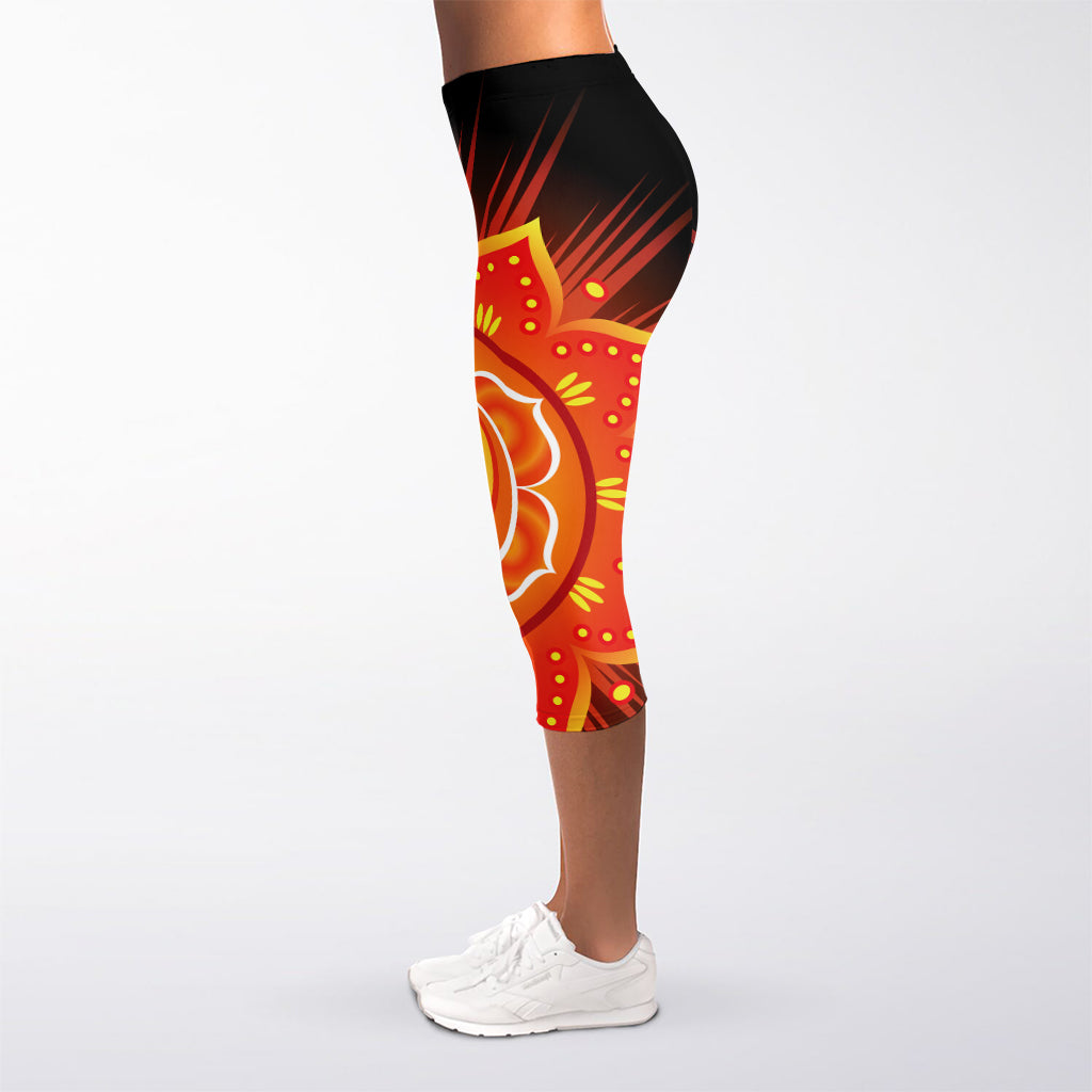Swadhisthana Chakra Mandala Print Women's Capri Leggings
