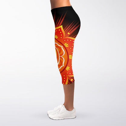 Swadhisthana Chakra Mandala Print Women's Capri Leggings