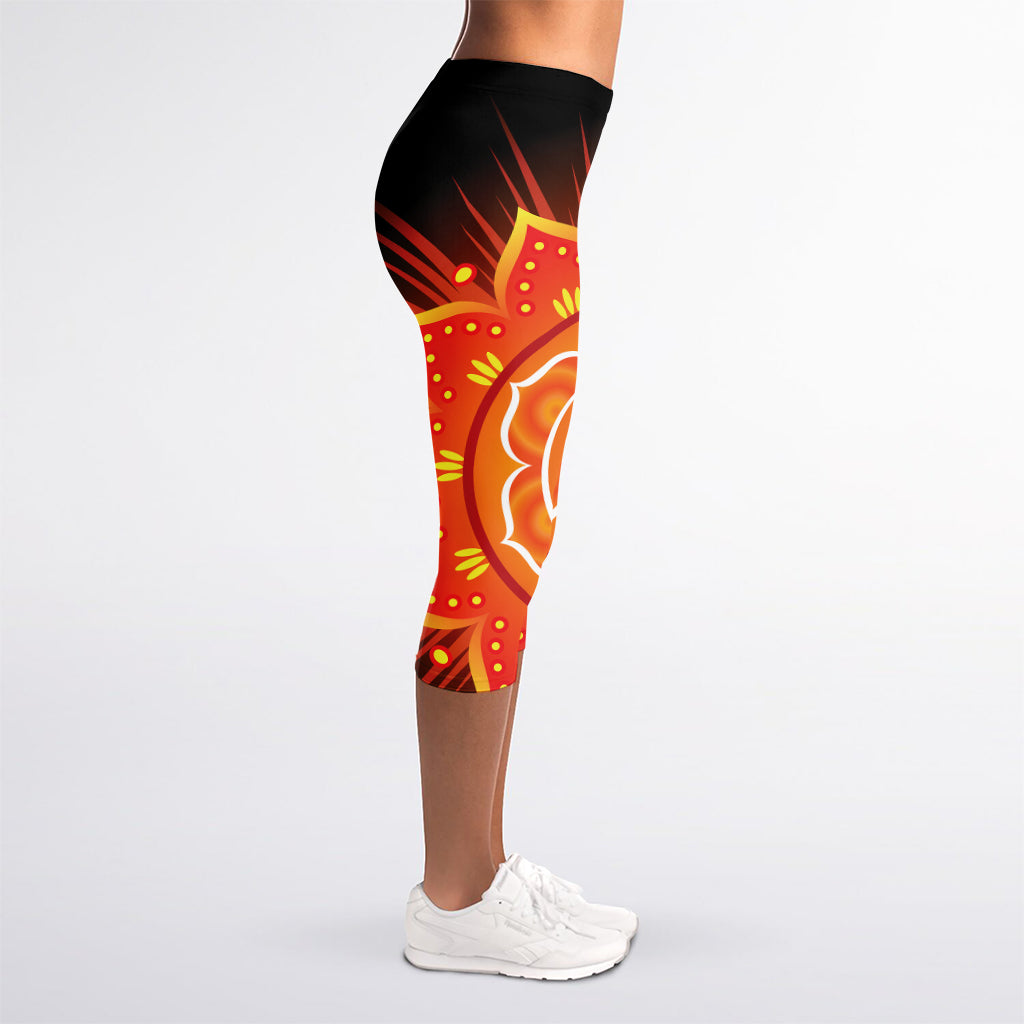 Swadhisthana Chakra Mandala Print Women's Capri Leggings