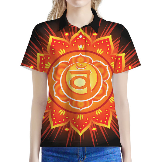 Swadhisthana Chakra Mandala Print Women's Polo Shirt