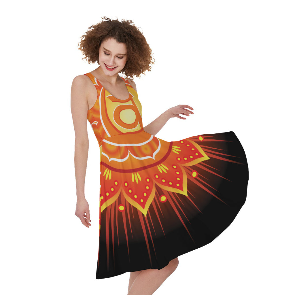 Swadhisthana Chakra Mandala Print Women's Sleeveless Dress