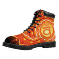 Swadhisthana Chakra Mandala Print Padded Collar Lace Up Boots