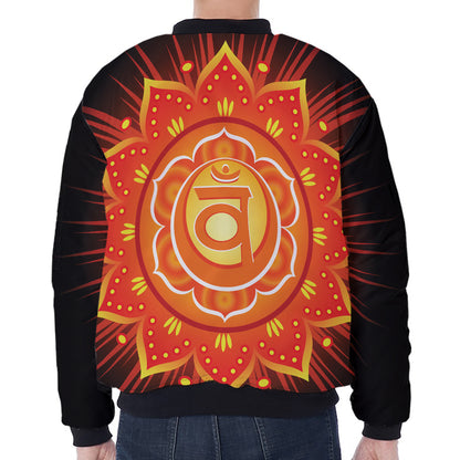 Swadhisthana Chakra Mandala Print Zip Sleeve Bomber Jacket