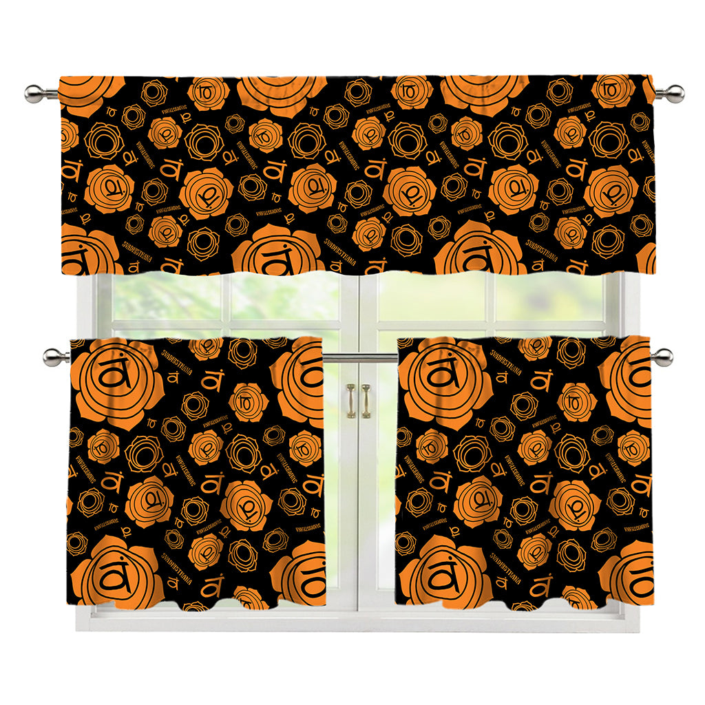 Swadhisthana Chakra Pattern Print 3 Piece Kitchen Curtains
