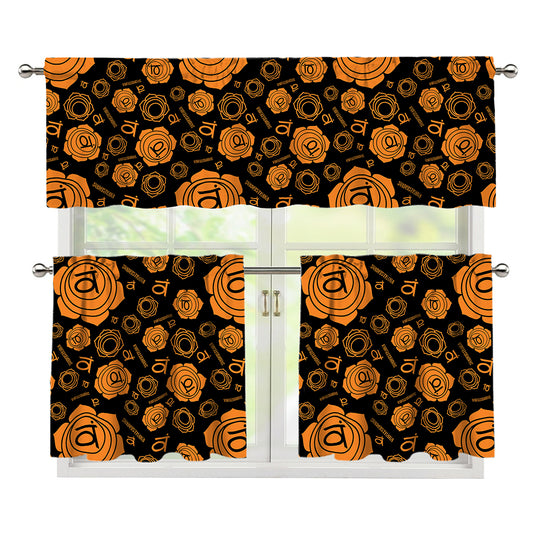 Swadhisthana Chakra Pattern Print 3 Piece Kitchen Curtains