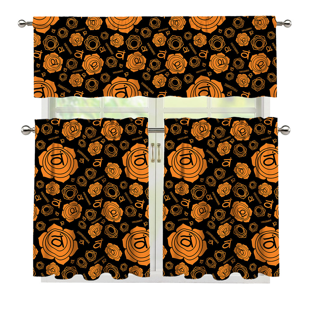 Swadhisthana Chakra Pattern Print 3 Piece Kitchen Curtains