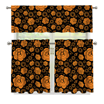Swadhisthana Chakra Pattern Print 3 Piece Kitchen Curtains