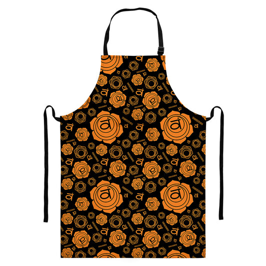 Swadhisthana Chakra Pattern Print Bib Apron With Pocket