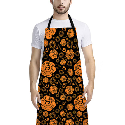 Swadhisthana Chakra Pattern Print Bib Apron With Pocket