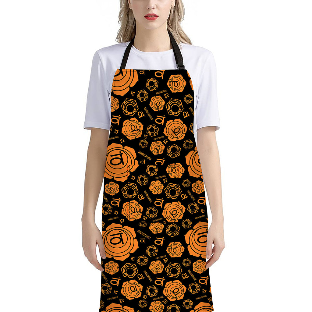 Swadhisthana Chakra Pattern Print Bib Apron With Pocket