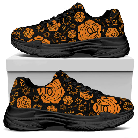 Swadhisthana Chakra Pattern Print Black Chunky Shoes