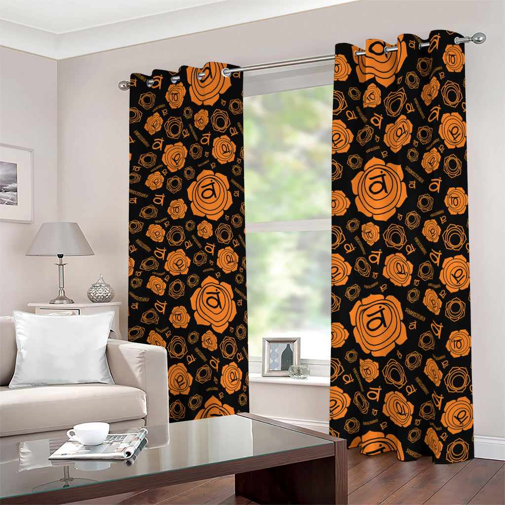 Swadhisthana Chakra Pattern Print Blackout Grommet Curtains