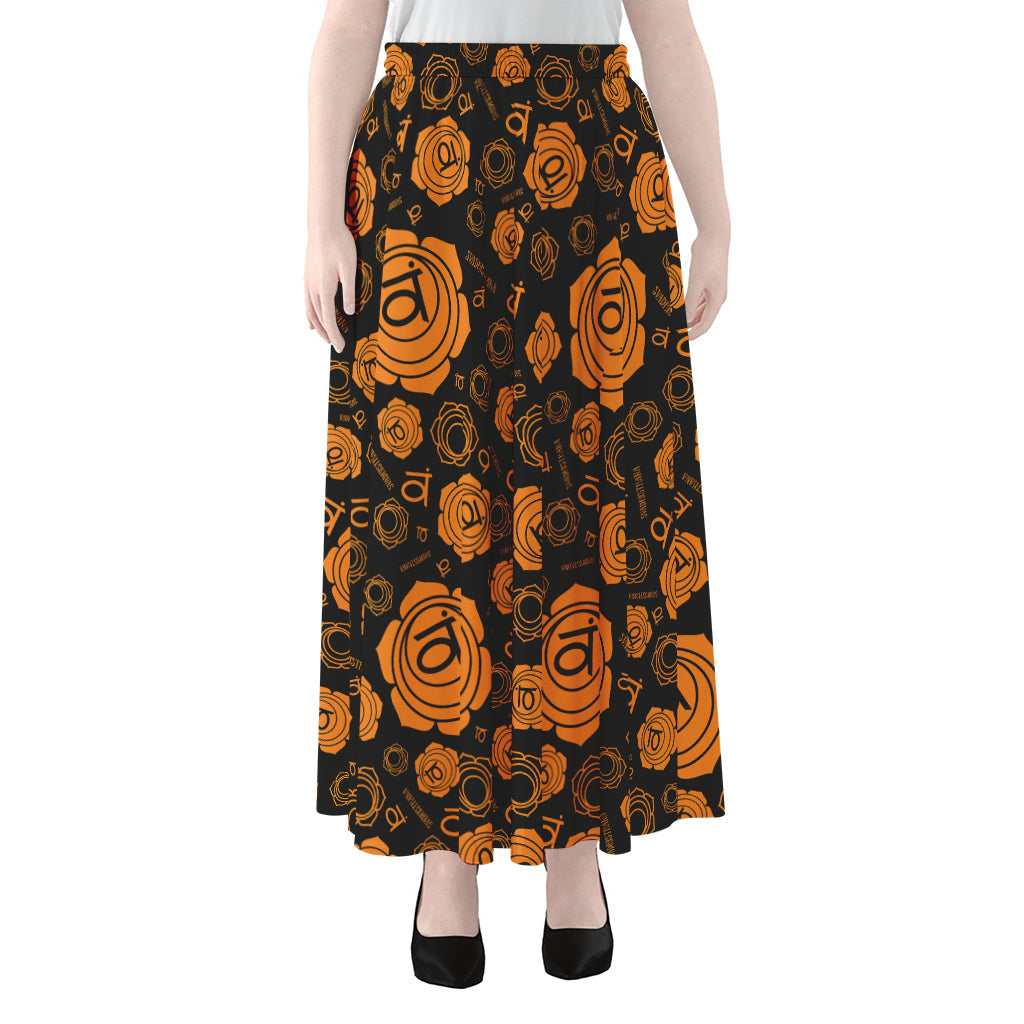 Swadhisthana Chakra Pattern Print Chiffon Maxi Skirt