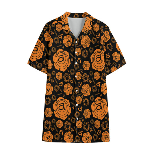 Swadhisthana Chakra Pattern Print Cotton Hawaiian Shirt