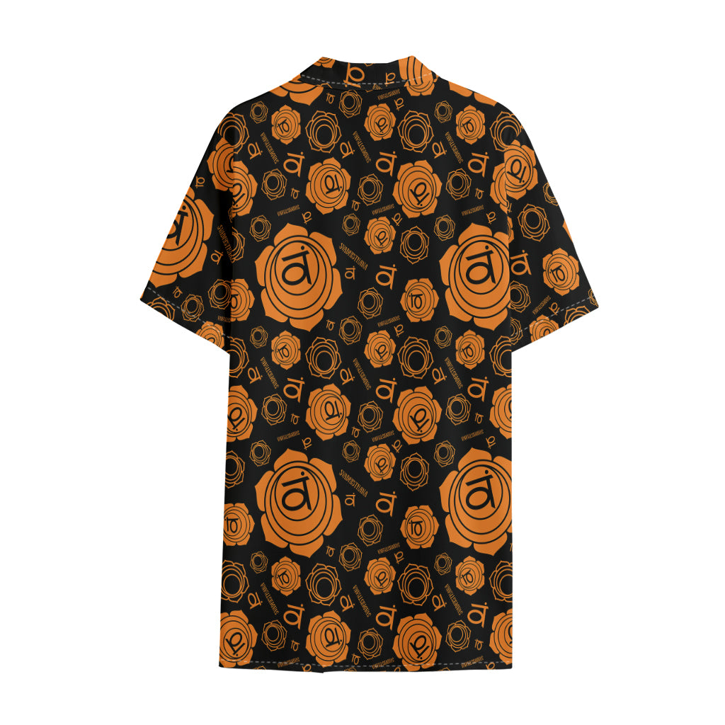 Swadhisthana Chakra Pattern Print Cotton Hawaiian Shirt
