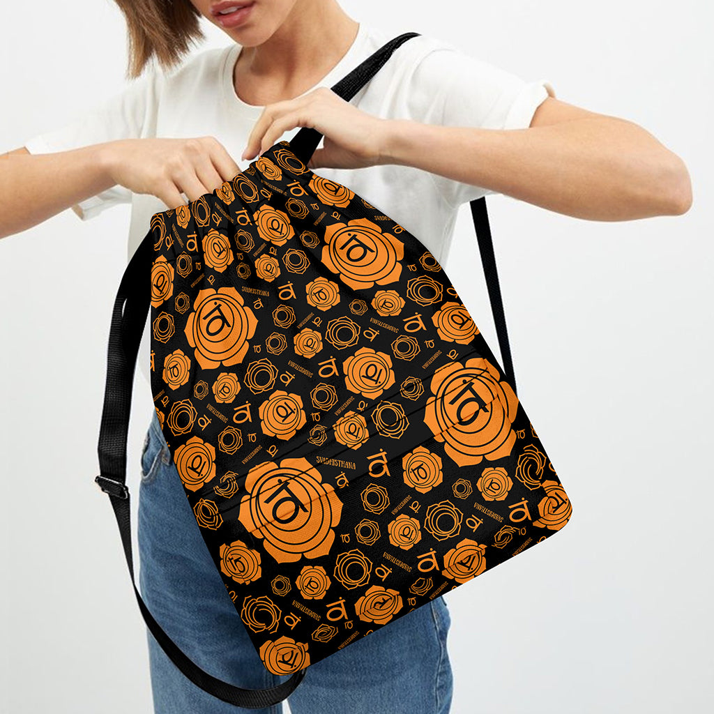 Swadhisthana Chakra Pattern Print Drawstring Backpack