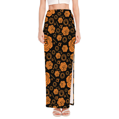 Swadhisthana Chakra Pattern Print High Slit Maxi Skirt