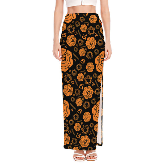 Swadhisthana Chakra Pattern Print High Slit Maxi Skirt