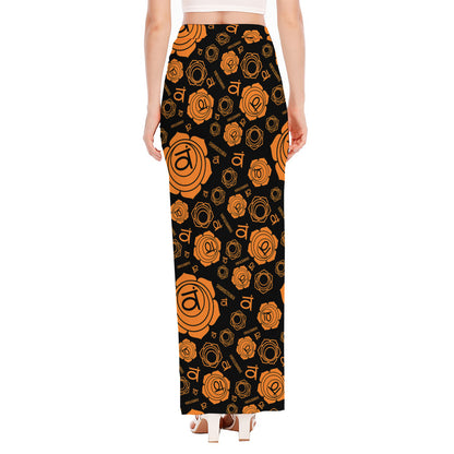 Swadhisthana Chakra Pattern Print High Slit Maxi Skirt