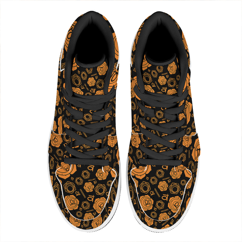 Swadhisthana Chakra Pattern Print High Top Leather Sneakers