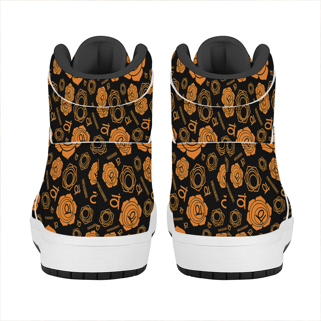 Swadhisthana Chakra Pattern Print High Top Leather Sneakers