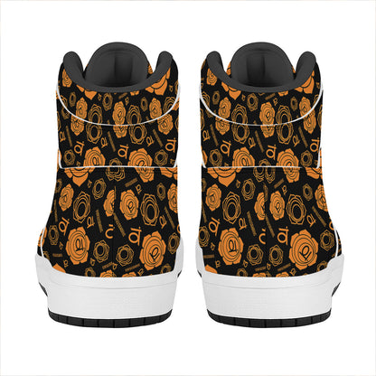 Swadhisthana Chakra Pattern Print High Top Leather Sneakers