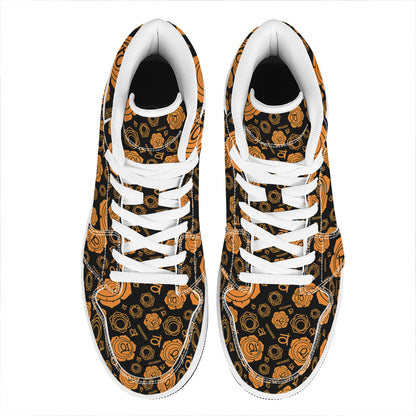 Swadhisthana Chakra Pattern Print High Top Leather Sneakers