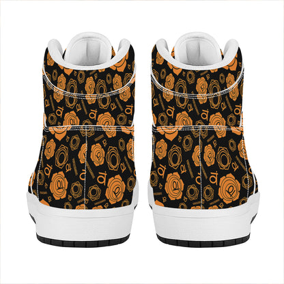 Swadhisthana Chakra Pattern Print High Top Leather Sneakers