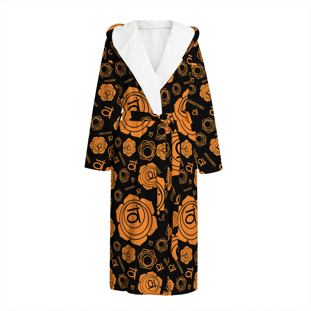 Swadhisthana Chakra Pattern Print Hooded Bathrobe