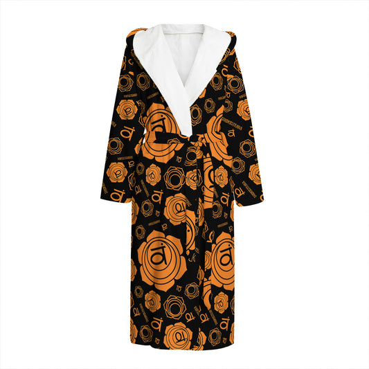 Swadhisthana Chakra Pattern Print Hooded Bathrobe