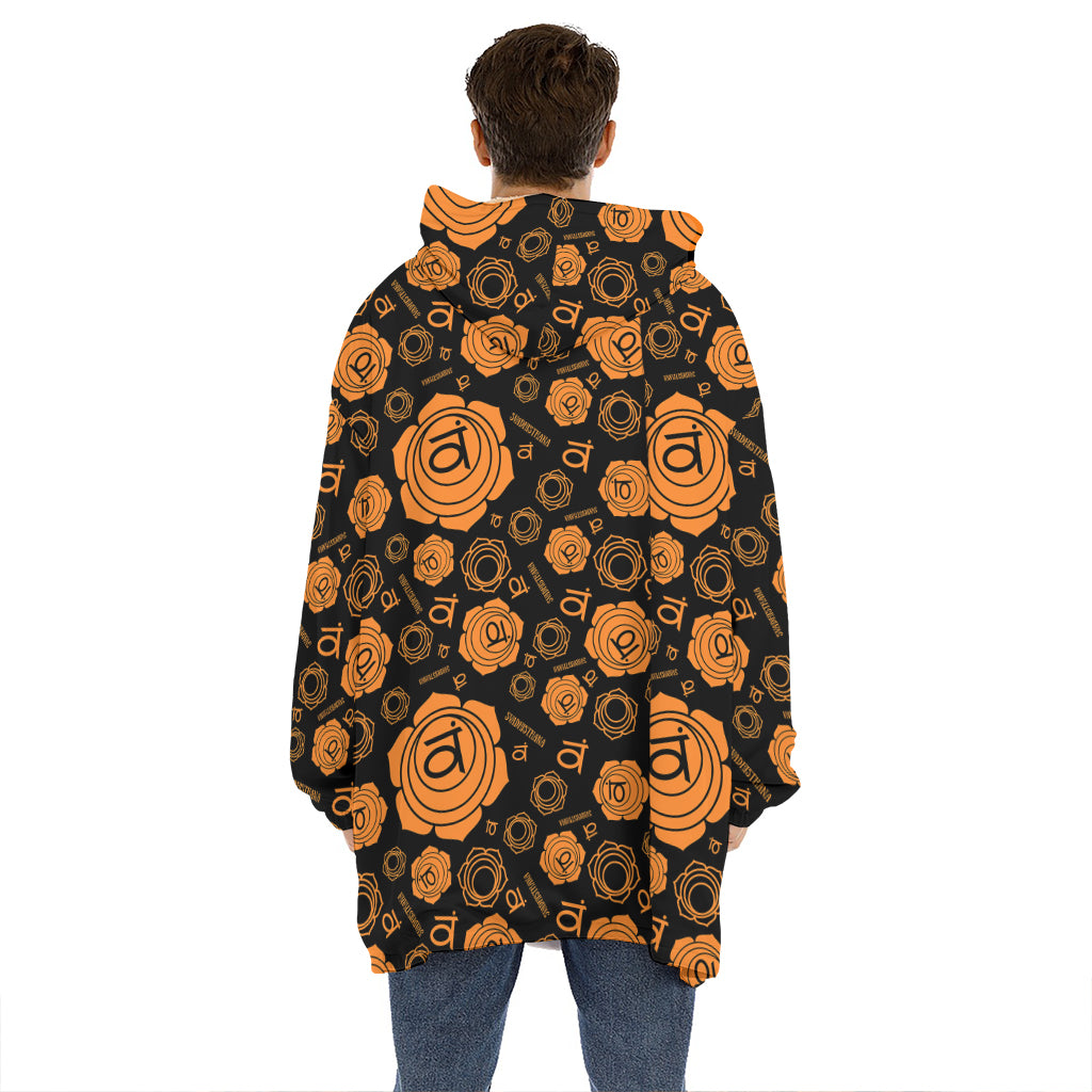 Swadhisthana Chakra Pattern Print Hoodie Blanket