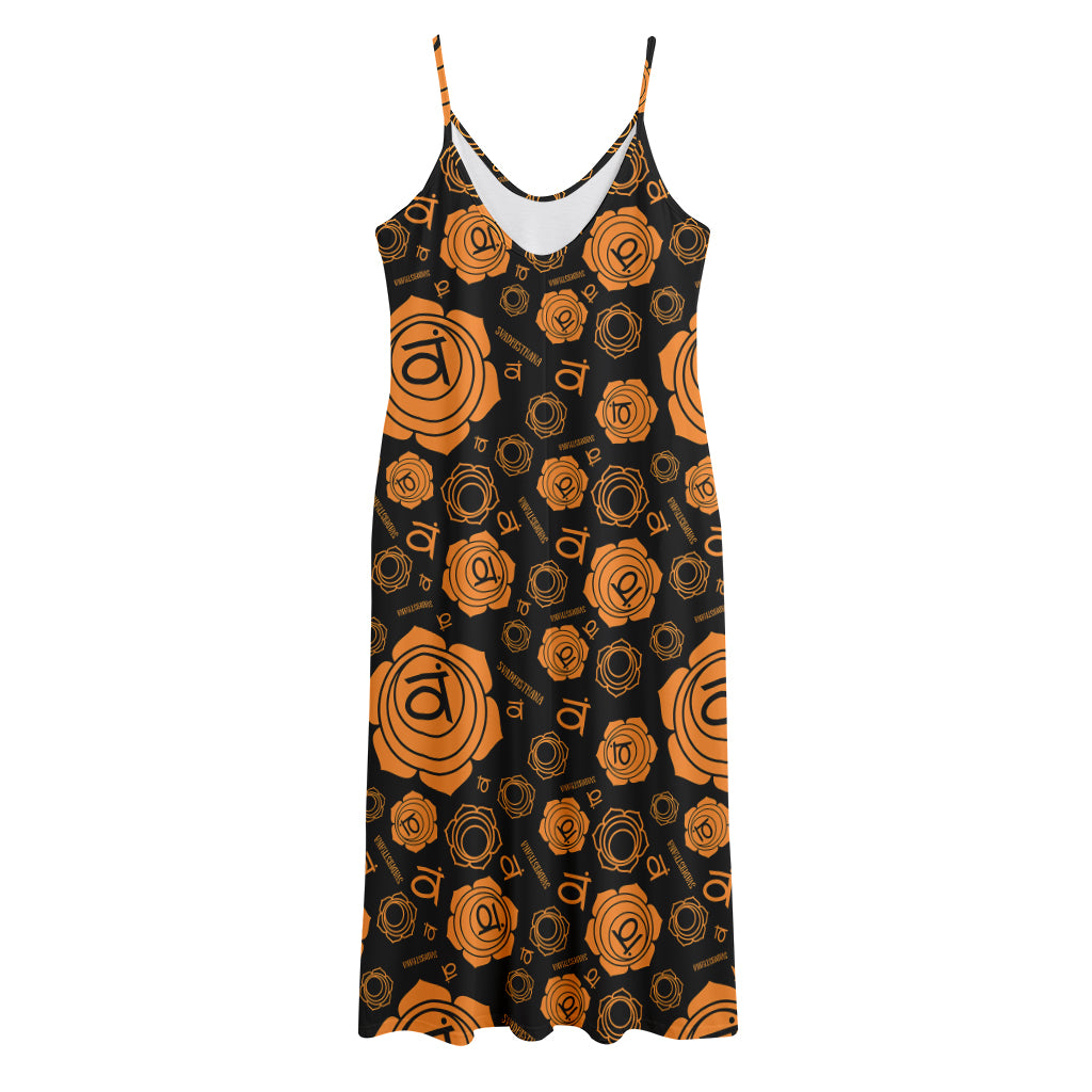 Swadhisthana Chakra Pattern Print Jersey Midi Cami Dress