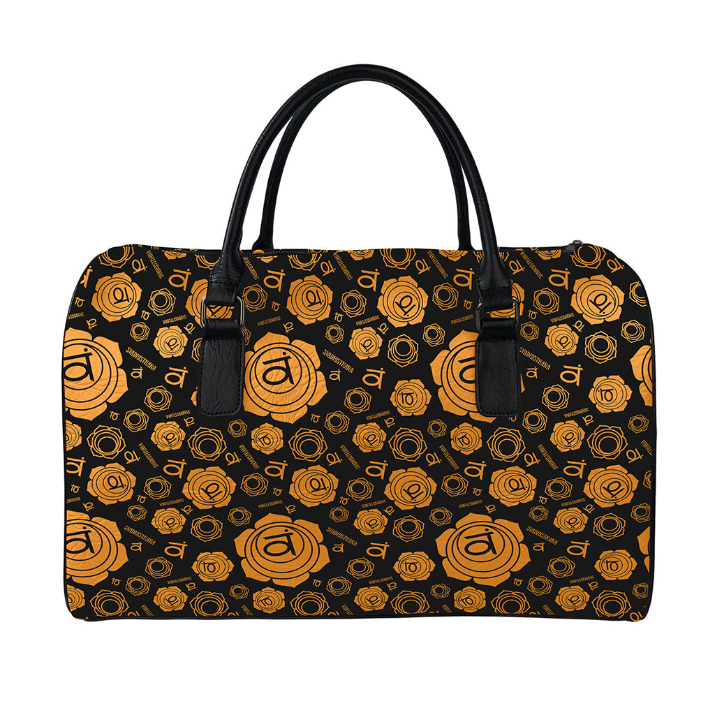 Swadhisthana Chakra Pattern Print Leather Duffle Bag
