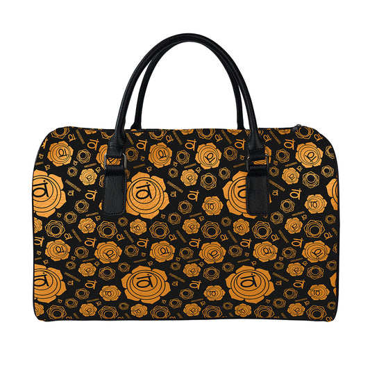 Swadhisthana Chakra Pattern Print Leather Duffle Bag