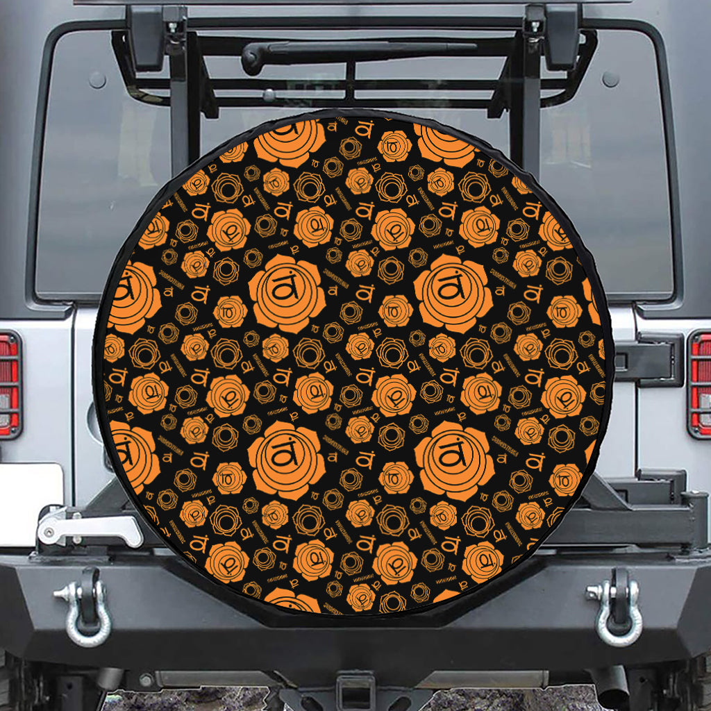 Swadhisthana Chakra Pattern Print Leather Spare Tire Cover