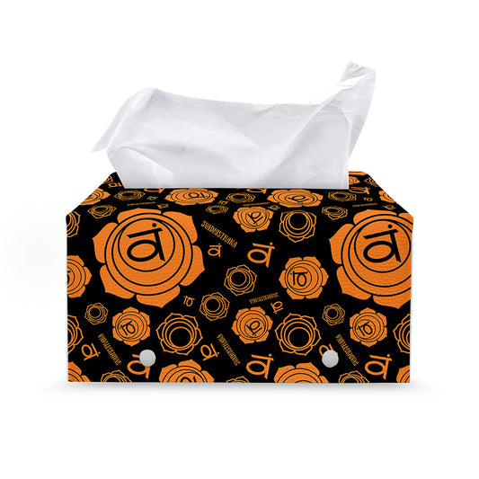 Swadhisthana Chakra Pattern Print Leather Tissue Box Cover
