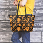 Swadhisthana Chakra Pattern Print Leather Tote Bag