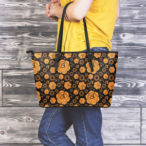 Swadhisthana Chakra Pattern Print Leather Tote Bag