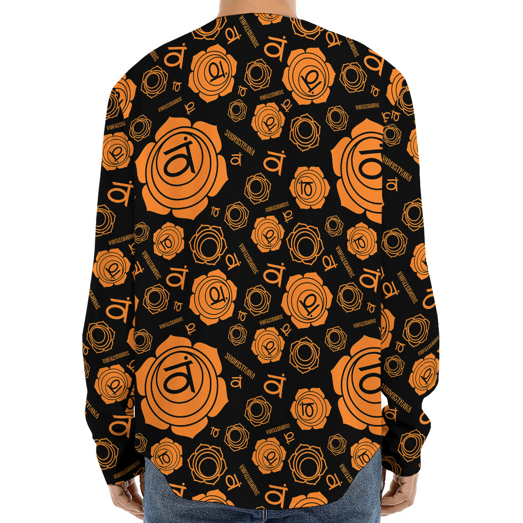 Swadhisthana Chakra Pattern Print Long Sleeve Baseball Jersey