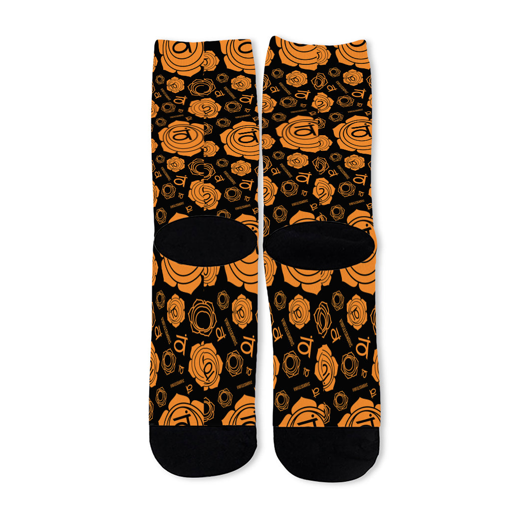 Swadhisthana Chakra Pattern Print Long Socks