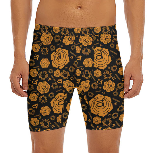 Swadhisthana Chakra Pattern Print Men's Long Boxer Briefs