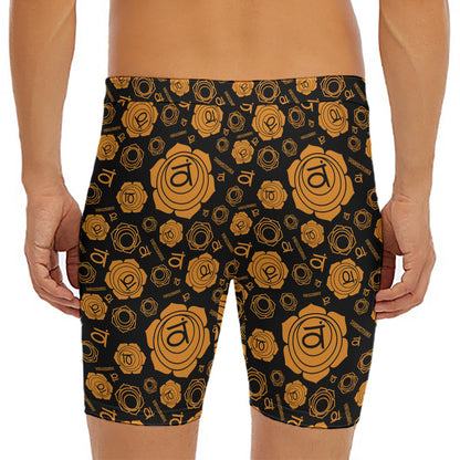 Swadhisthana Chakra Pattern Print Men's Long Boxer Briefs