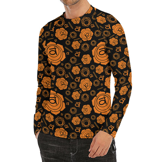 Swadhisthana Chakra Pattern Print Men's Long Sleeve Rash Guard