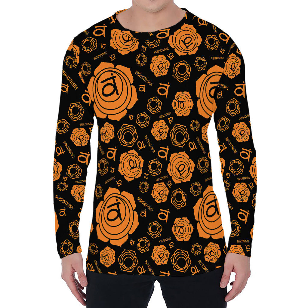 Swadhisthana Chakra Pattern Print Men's Long Sleeve T-Shirt