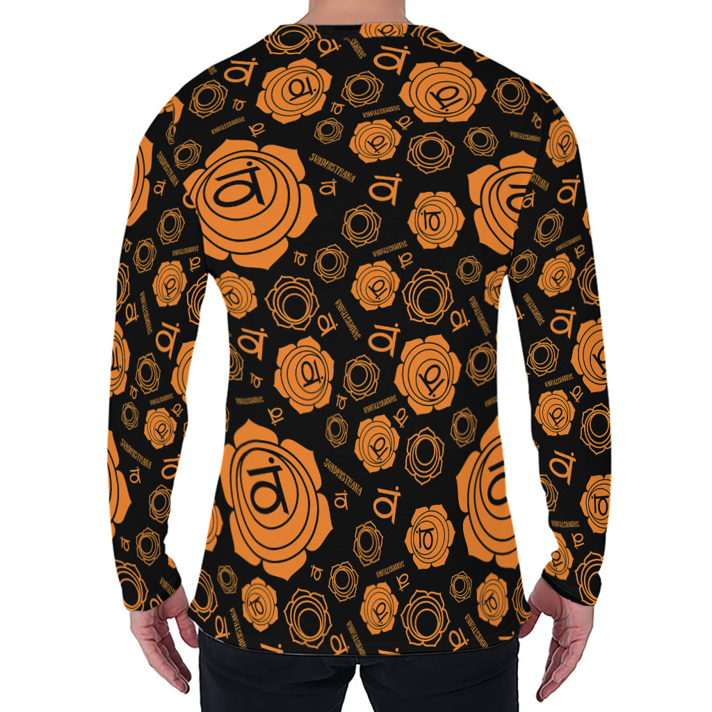Swadhisthana Chakra Pattern Print Men's Long Sleeve T-Shirt