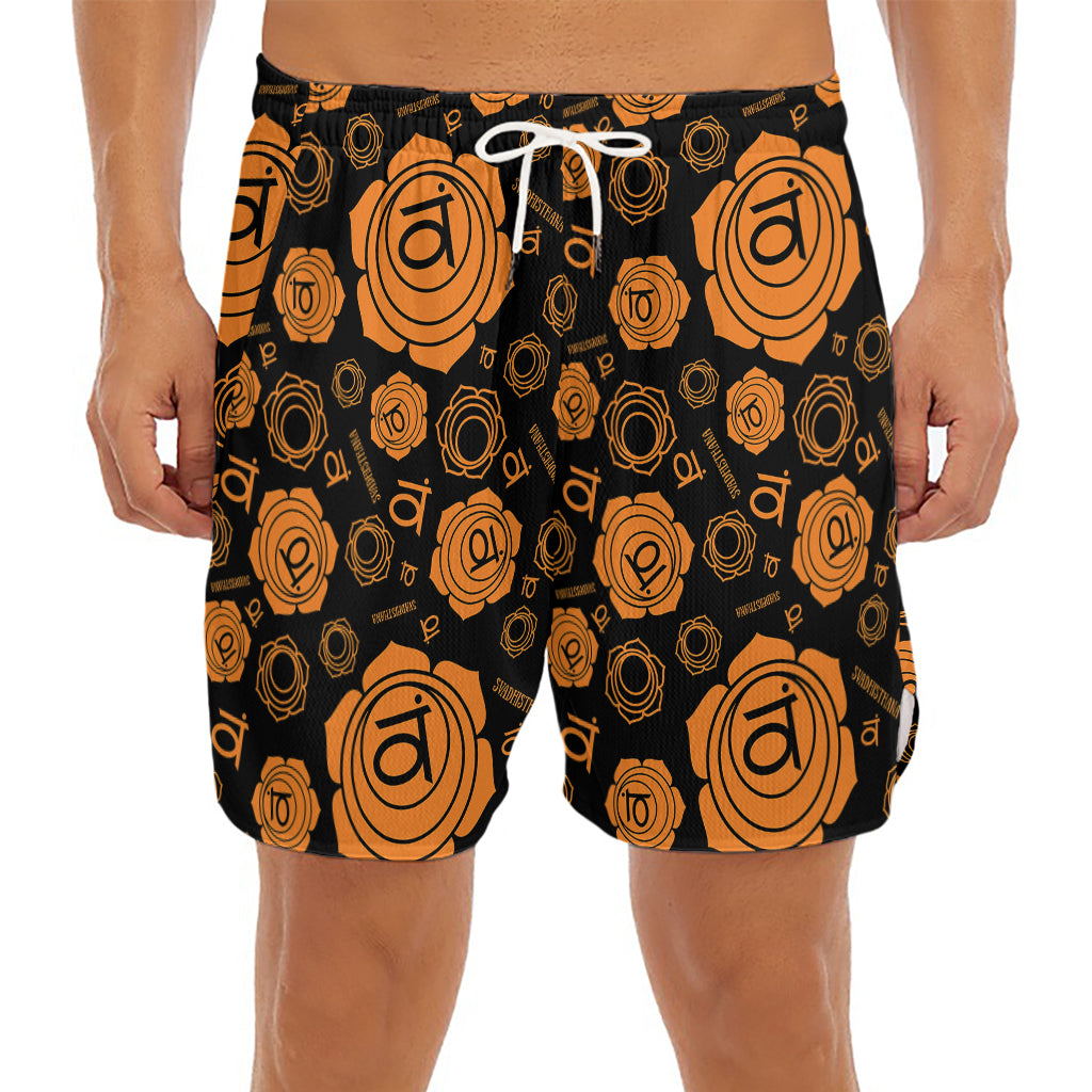 Swadhisthana Chakra Pattern Print Men's Split Running Shorts