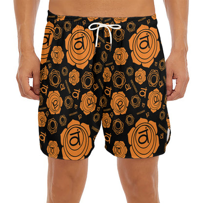 Swadhisthana Chakra Pattern Print Men's Split Running Shorts