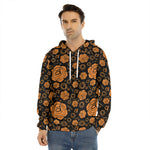Swadhisthana Chakra Pattern Print Men's Velvet Pullover Hoodie