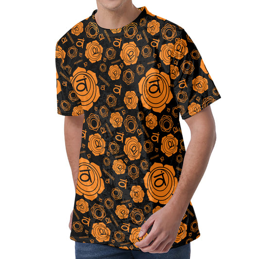 Swadhisthana Chakra Pattern Print Men's Velvet T-Shirt